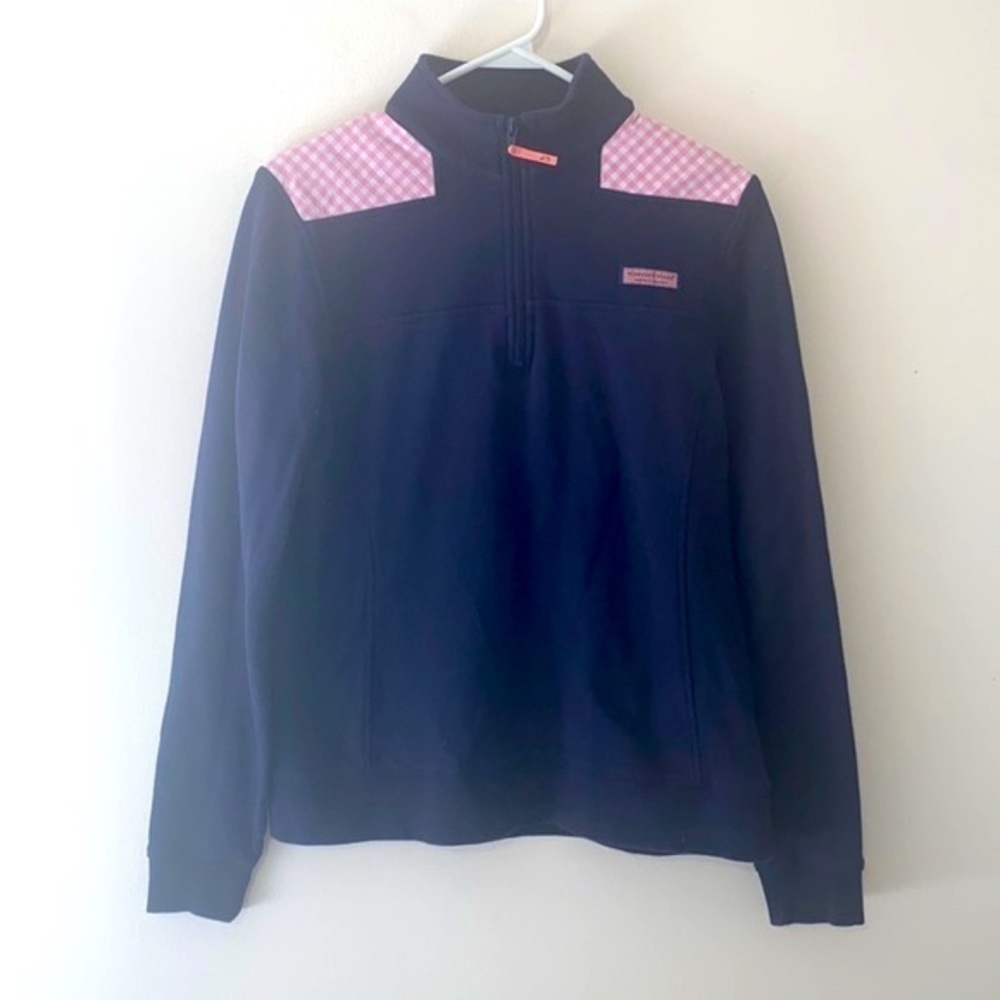 Vineyard Vines Shep Pullover Cotton Pink Gingham Sweatshirt